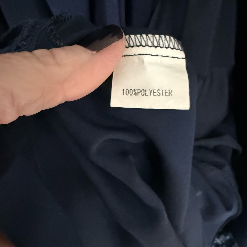 Petal and Pup Seychelles Navy Blue Midi Dress Size 4 Elegant Satin Formal - Picture 7 of 7